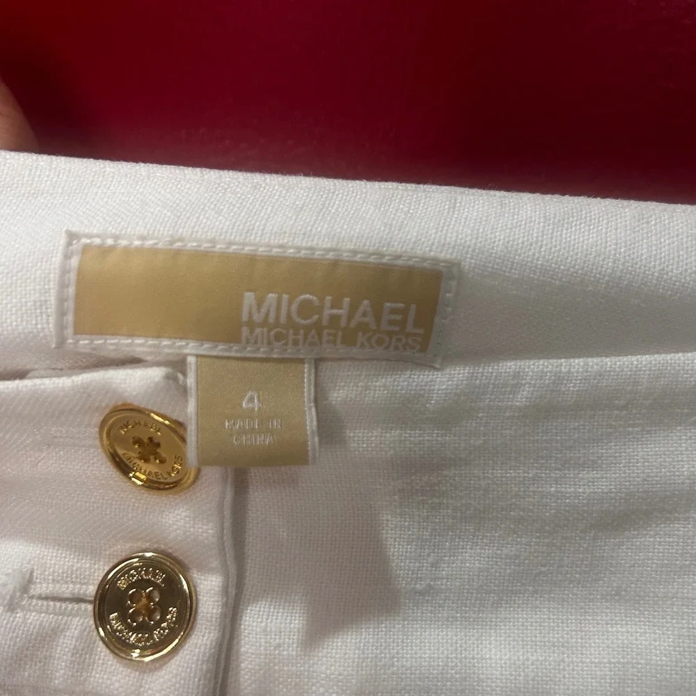 Michael Kors Linen Wide Leg Pants 4 White Coastal Old Money Quiet Luxury